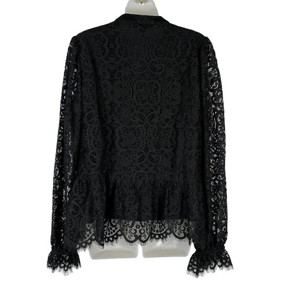 Lilly Pulitzer JACELYNNE Long Sleeve Carnival Lace Onyx Top in Black M NWT $168 - Picture 7 of 10